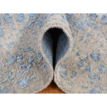 5'10"X8'9" Blue Hand Loomed Broken Pomegranate Design Tone On Tone Rug