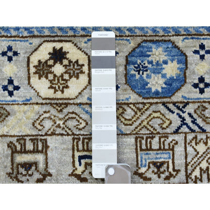3'3"X5' Light Gray Hand Knotted Afghan Ersari Organic Wool Rug