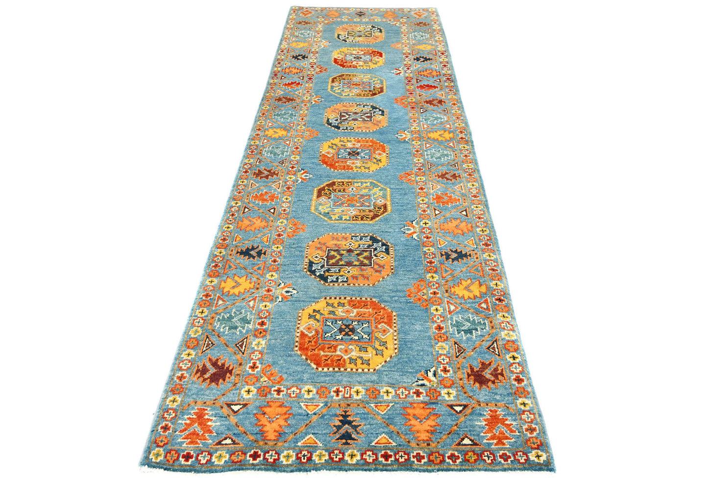 Hand-Knotted Kazak Runner Rug 2'11X9'2 Ft