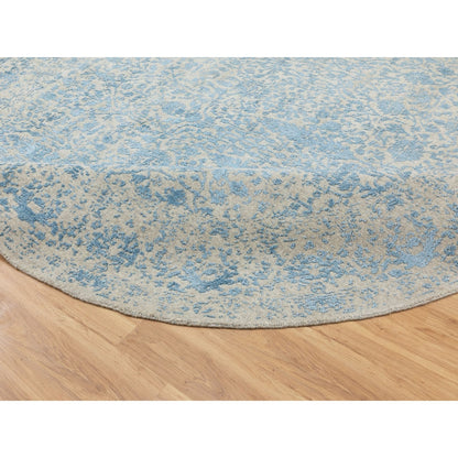 9'10"X9'10" Ivory Jacquard Handloomed Broken Cypress Treedesign Rug