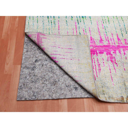 9'1"X12' Ivory The Cardiac Sari Silk With Wool Hand Knotted Rug