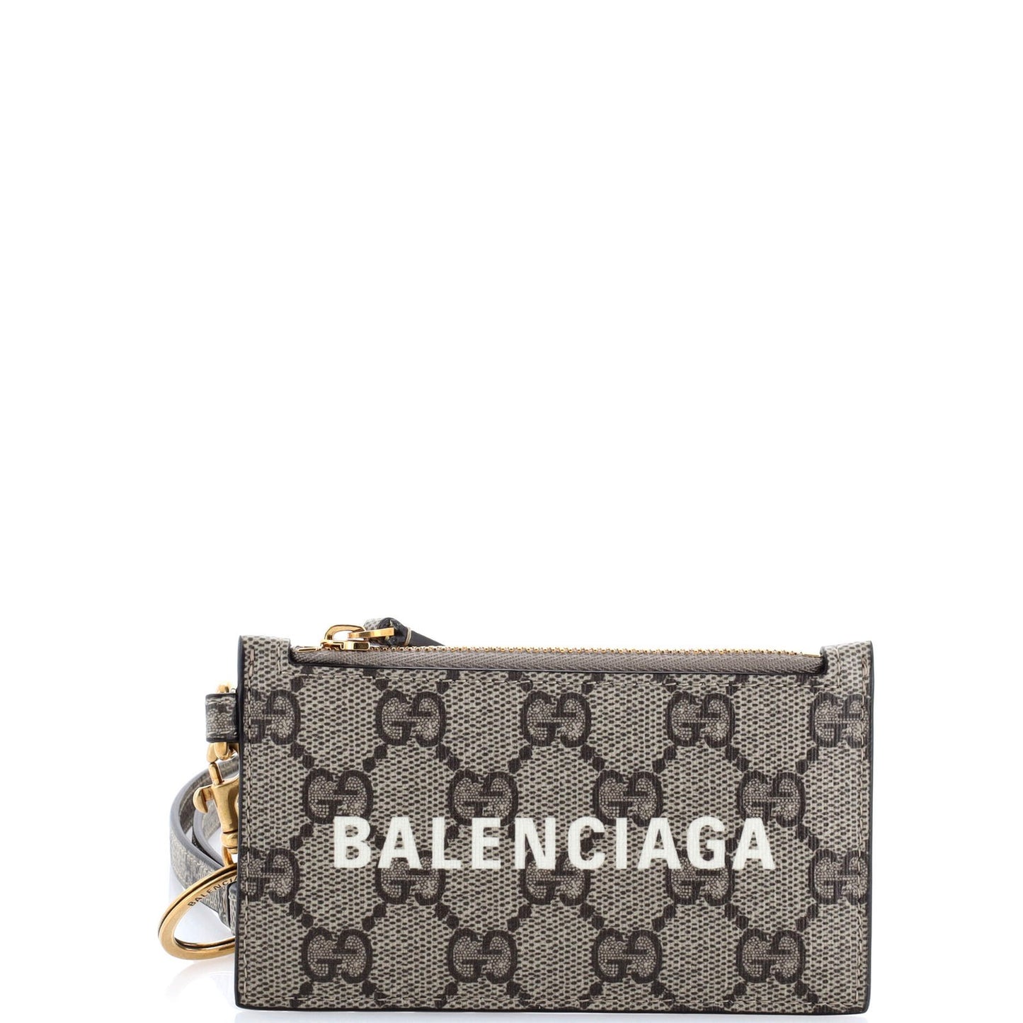 Gucci X Balenciaga The Hacker Project Zip Card Case With Strap Gg Coated Canvas