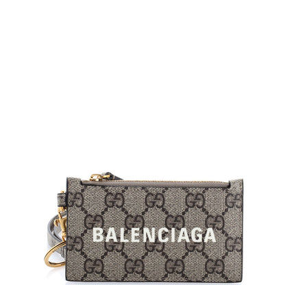 Gucci X Balenciaga The Hacker Project Zip Card Case With Strap Gg Coated Canvas