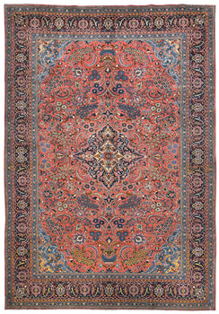 Hand-Knotted Vintage Oriental Rug Floral Classic
