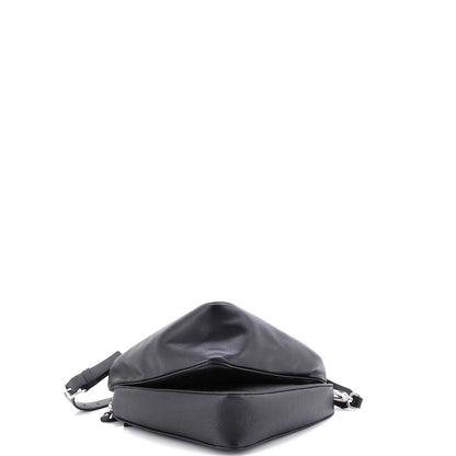 Prada Saffiano Leather Double Triangle Logo Zip Shoulder Bag