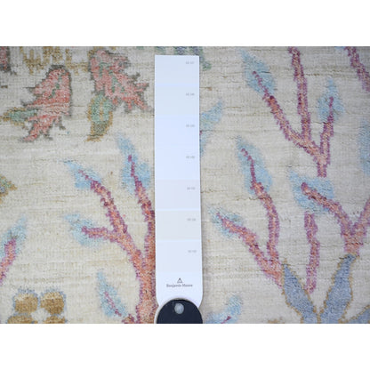 3'X6'1" Ivory Natural Wool Hand Knotted Afghan Peshawar Runner Rug