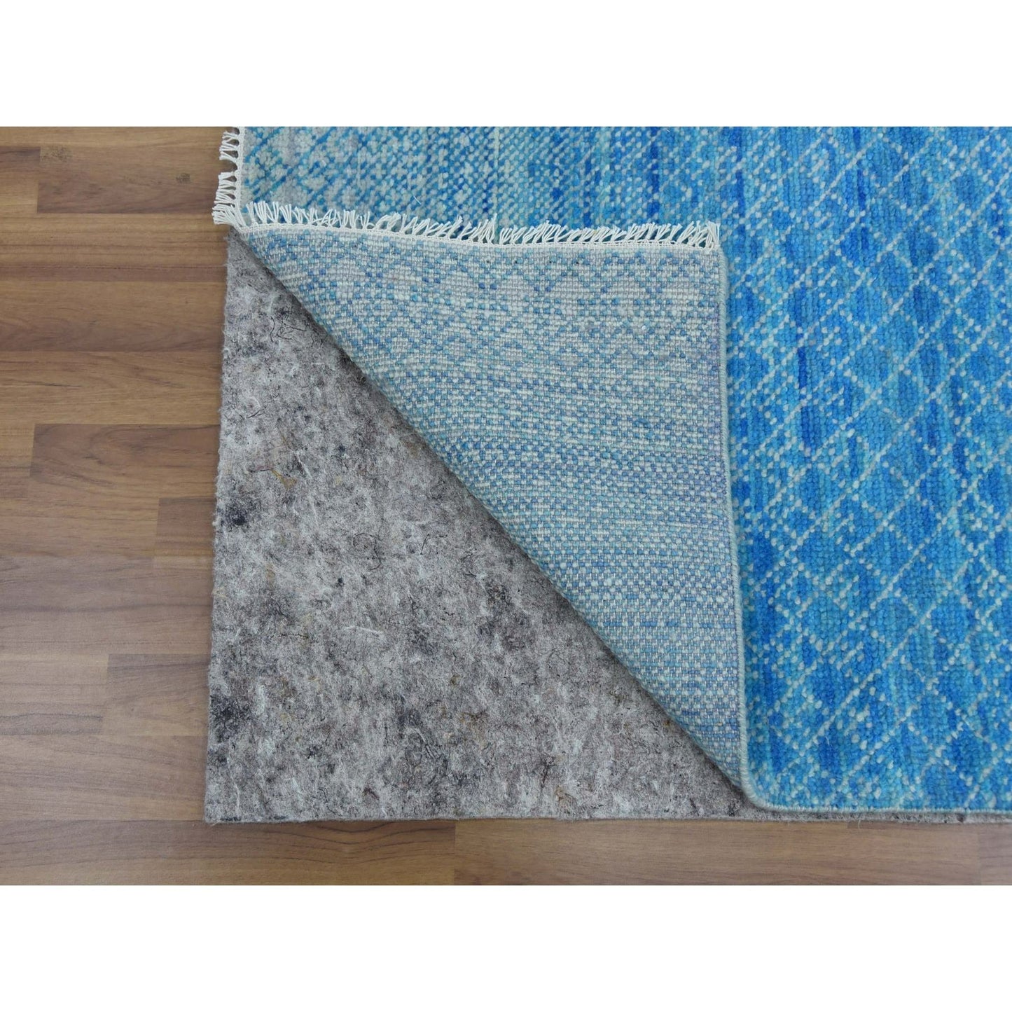 10'X14'3" Blue Pure Wool Hand Knotted Modern Chiaroscuro Collection Rug