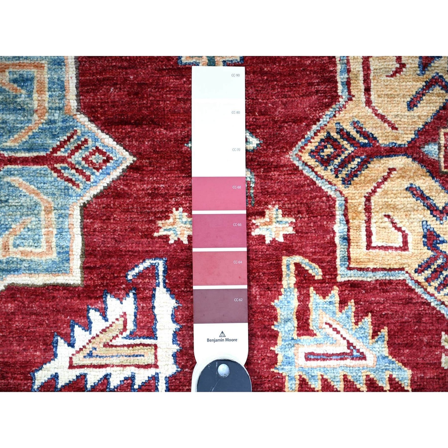 7'X10' Barn Red Hand Knotted Afghan Super Kazak Soft Shiny Wool Rug