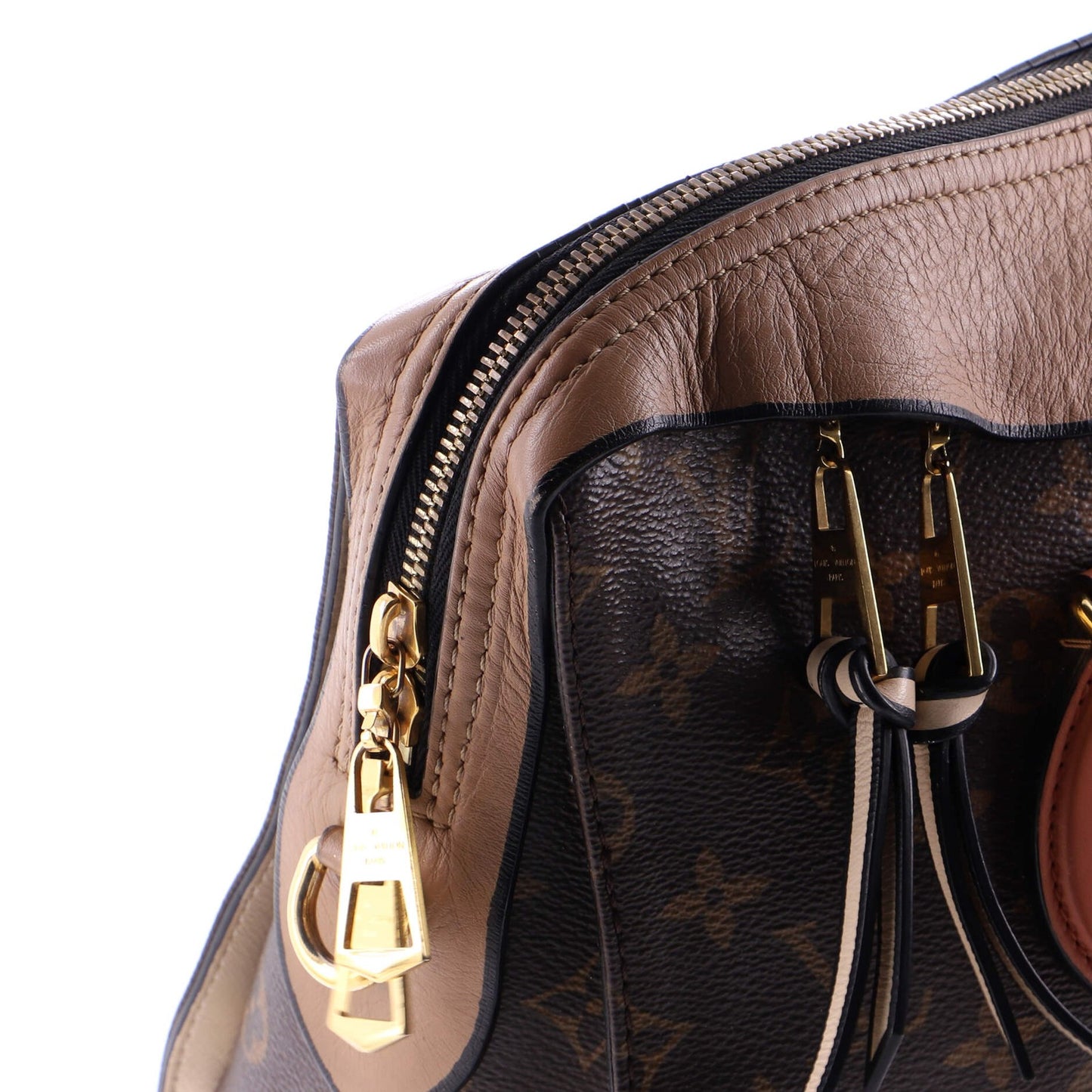 Louis Vuitton Tuileries Handbag Monogram Canvas With Leather