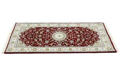 Handmade Indo-Nain Oriental Rug Classic Red