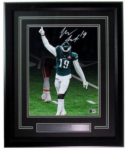 Josh Sweat Signed/Autographed 11X14 Photo Eagles Sb Lix Framed Beckett 195571