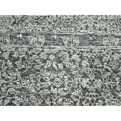 9'X12' Dove Gray Pre Historic Mamluk Design Hand Knotted Pure Wool Rug