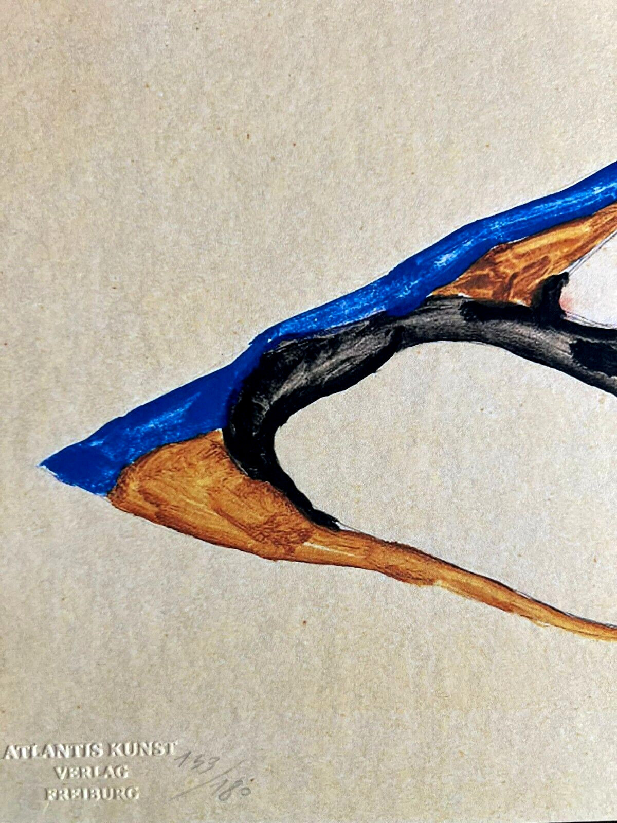 Egon Schiele Lithograph From A Painting Coa Signed Pen Numbered By Hand Crayon