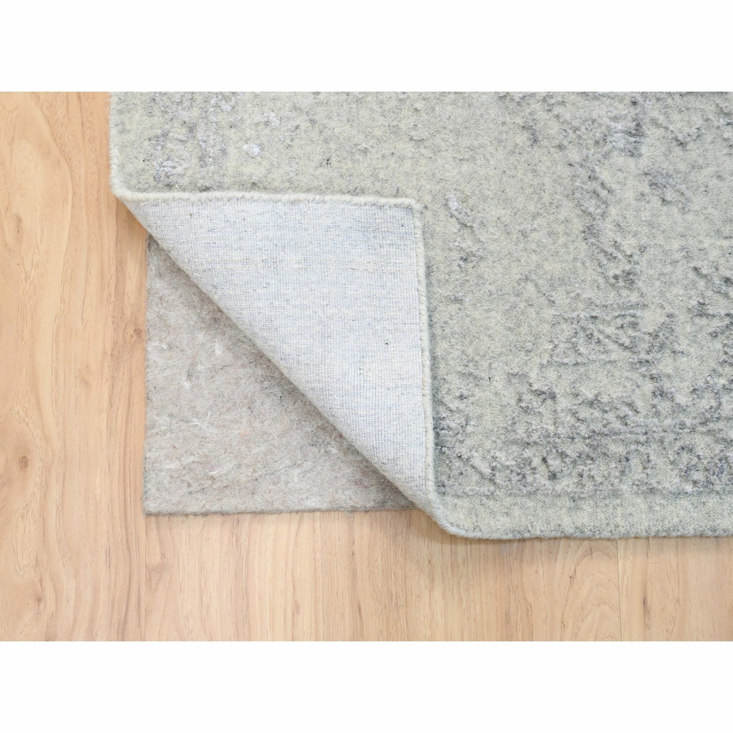 8'X10'1" Beige Hand Loomed Fine Jacquard Wool And Art Silk Oriental Rug