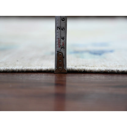 9'X11'9" White Colorful Botanical Garden Design All Wool Hand Knotted Rug