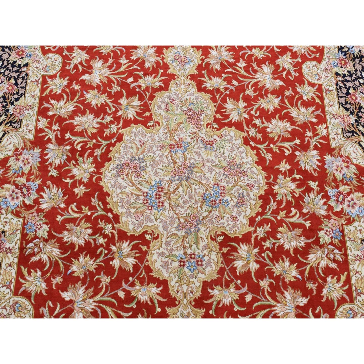 4'1"X6'4" Ajax Red Kishoon Design 400 Kpsi Pure Silk Hand Knotted Rug
