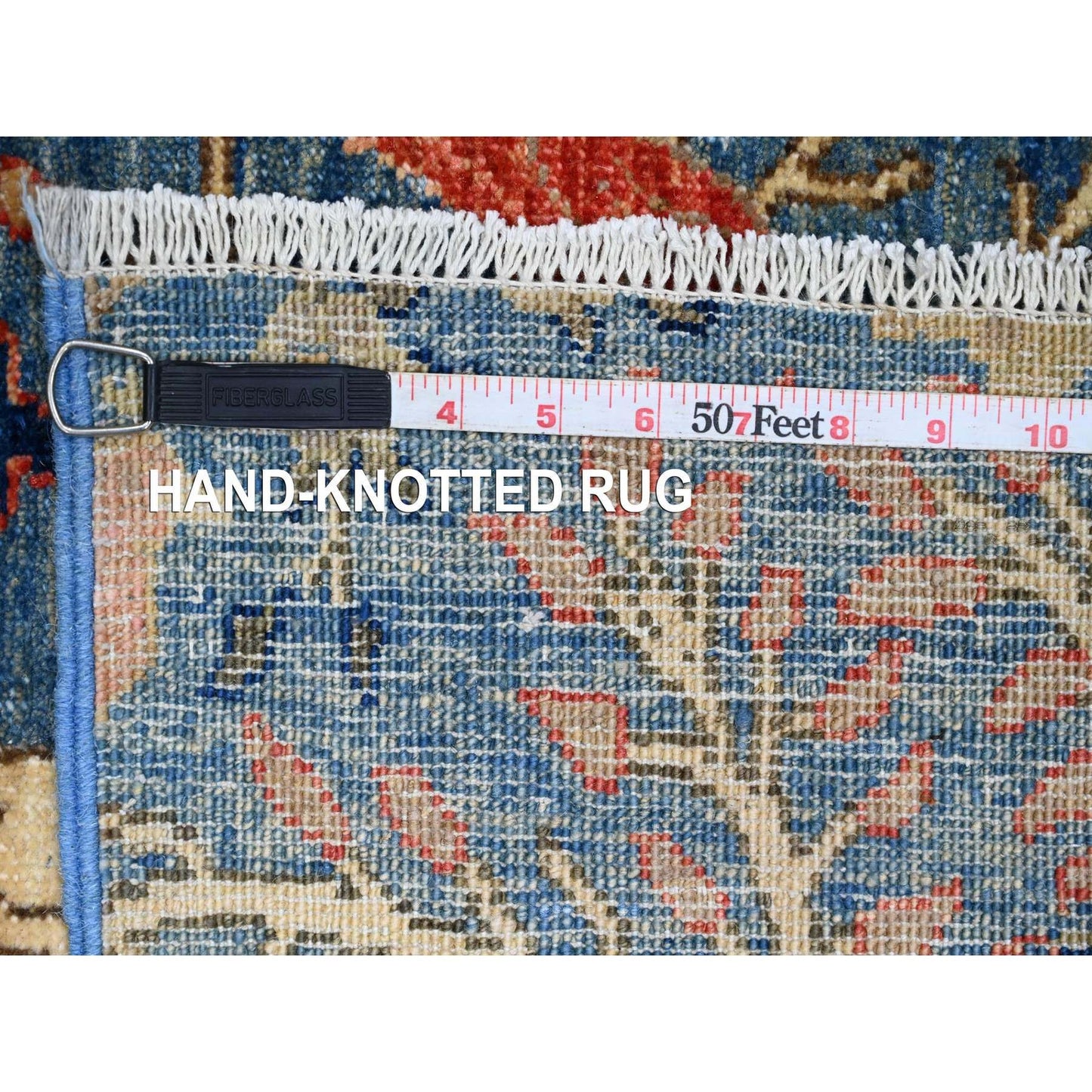 2'9"X23'4" Blue Hand Knotted Peshawar Birds Design Soft Wool Runner Rug