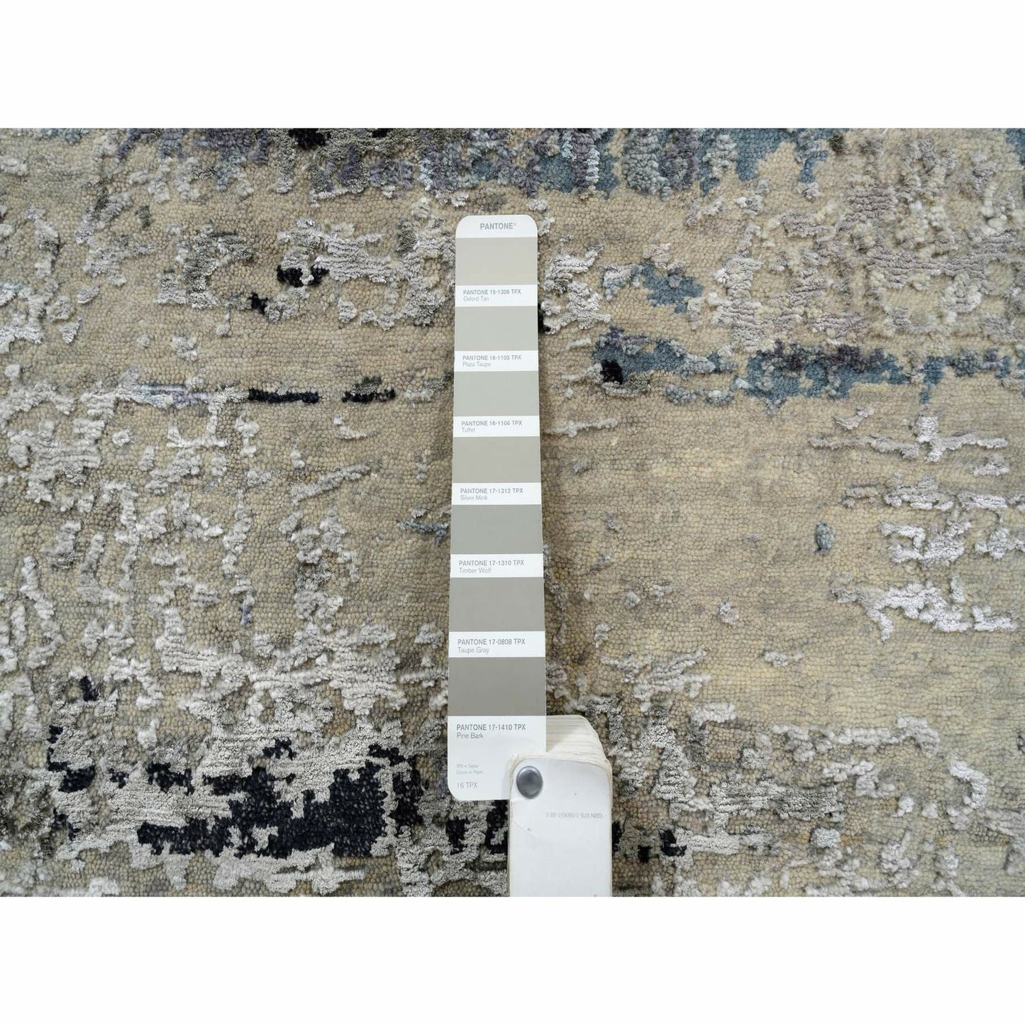 2'X2'10" Gray Modern Abstract Design Wool And Silk Hand Knotted Mat Rug