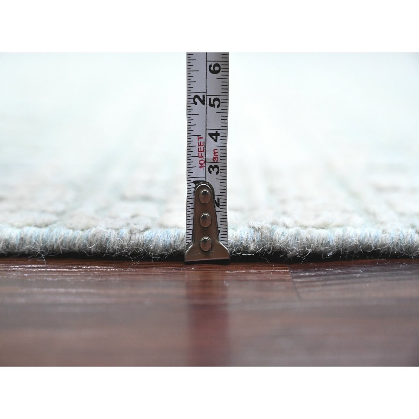 9'7"X14'3" Light Green Geometric Moroccan Weave Hand Knotted Wool Rug