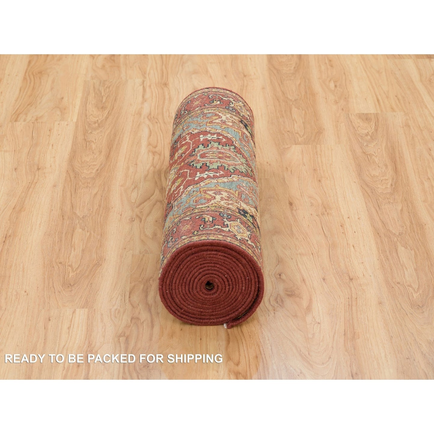 2'7"X18' Red Hand Knotted Fine Heris Re-Creation Wool Xl Runner Rug