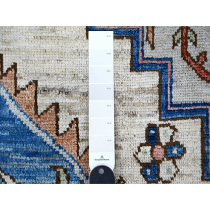 8'10"X11'9" Chrome Gray Turkish Village Motifs Hand Knotted Oriental Rug