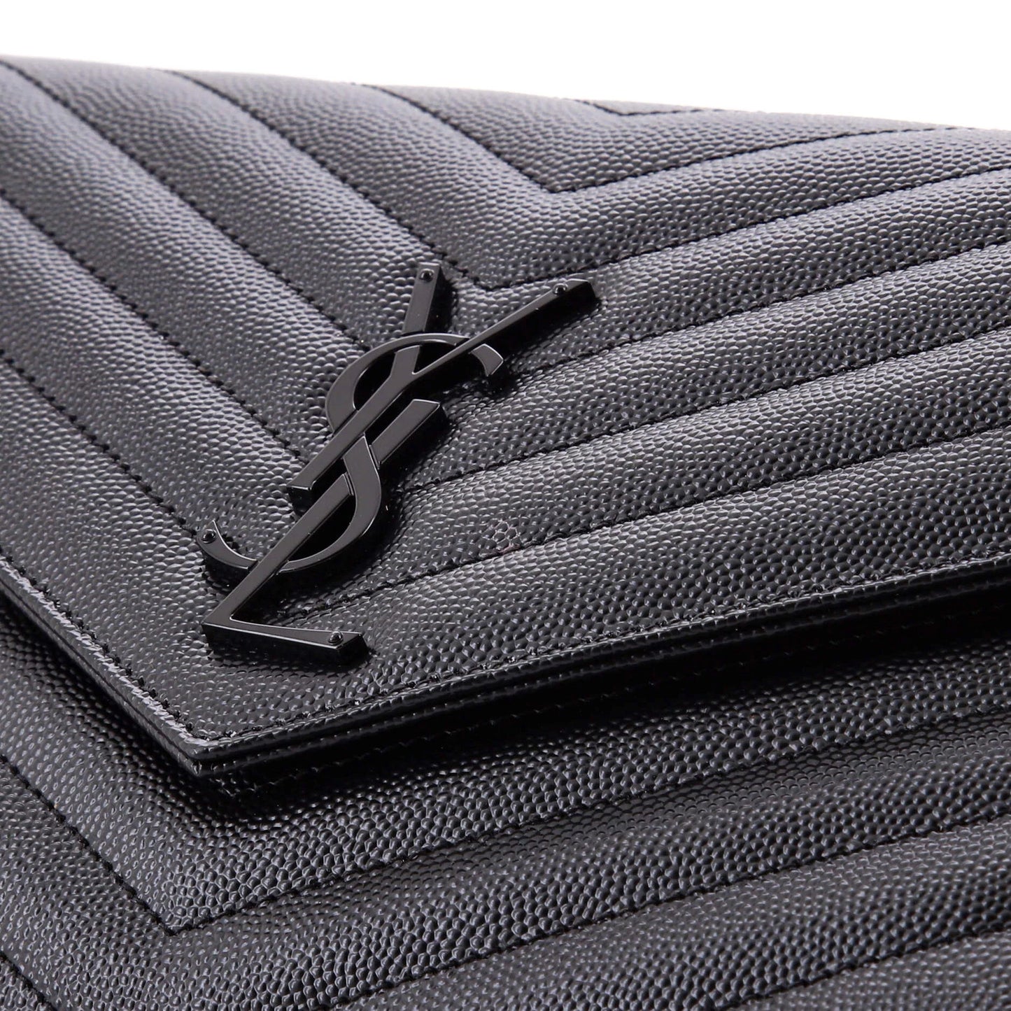 Saint Laurent Classic Monogram Envelope Wristlet Clutch Matelasse Chevron