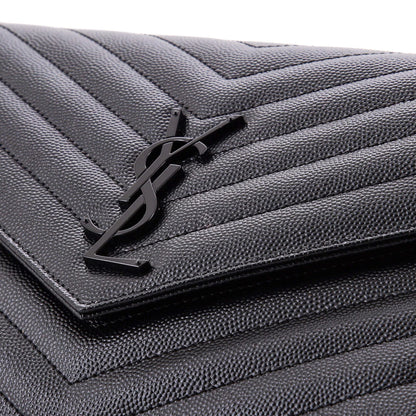 Saint Laurent Classic Monogram Envelope Wristlet Clutch Matelasse Chevron