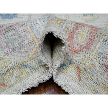 7'10"X9'9" Silver Gray Hand Knotted Afghan Angora Oushak Oriental Rug