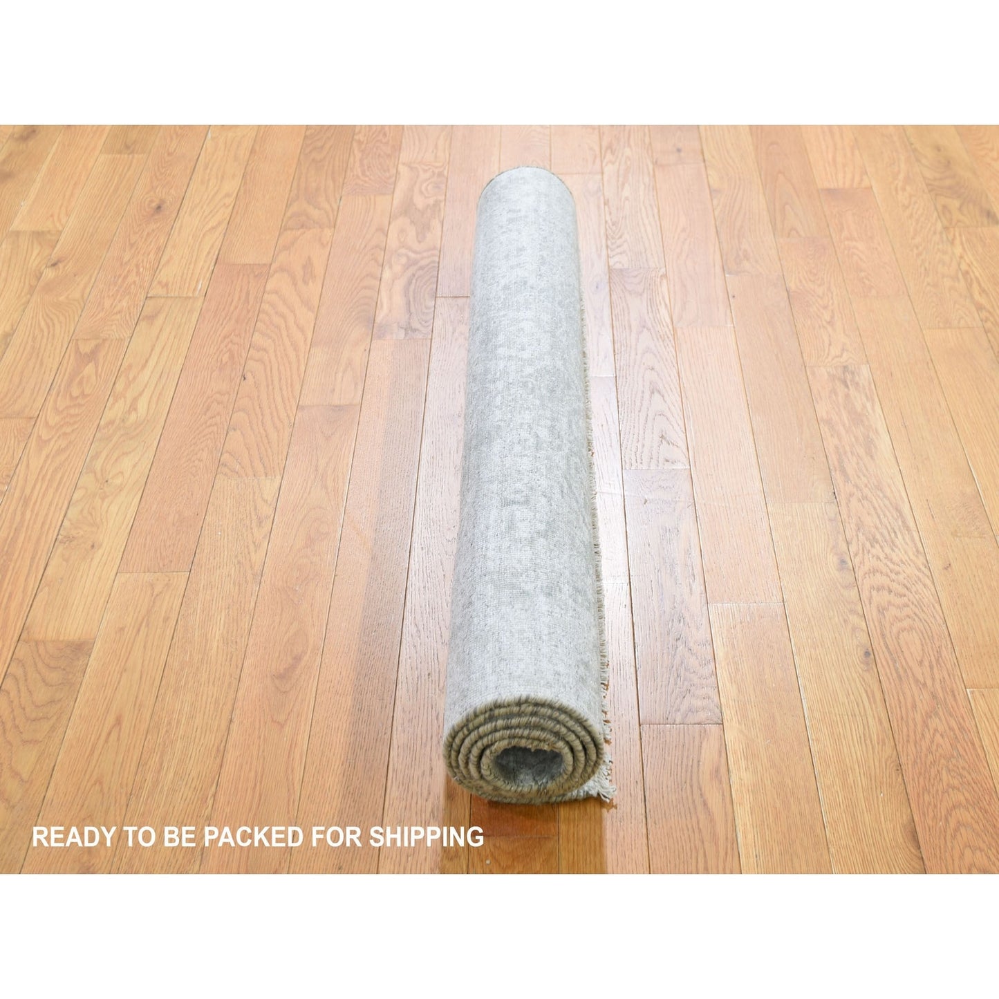 3'2"X5'1" Gray Broken Zoroastrian Design Hand Knotted Wool And Silk Rug