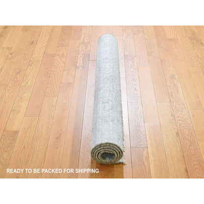 3'2"X5'1" Gray Broken Zoroastrian Design Hand Knotted Wool And Silk Rug