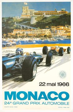 Monaco Grand Prix 1966 Michael Turner Vintage French Automobile Racing Poster