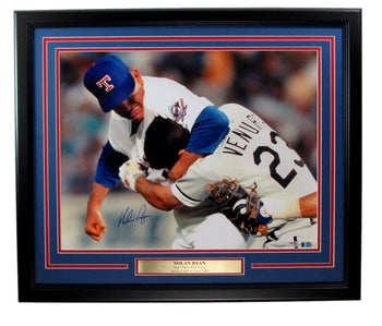 Nolan Ryan Hof Autographed 16X20 Photo Punch Out
