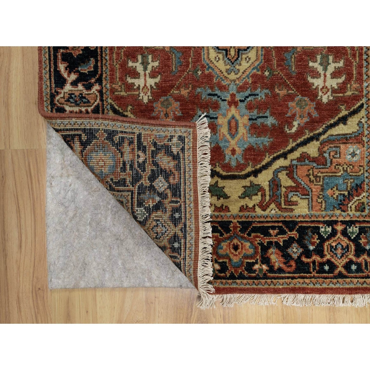 2'9"X6' Red Heris Revival Medallion Design Wool Hand Knotted Runner Rug