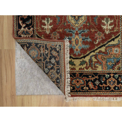 2'9"X6' Red Heris Revival Medallion Design Wool Hand Knotted Runner Rug
