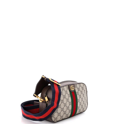 Gucci Ophidia Convertible Camera Bag Gg Coated Canvas With Leather Small