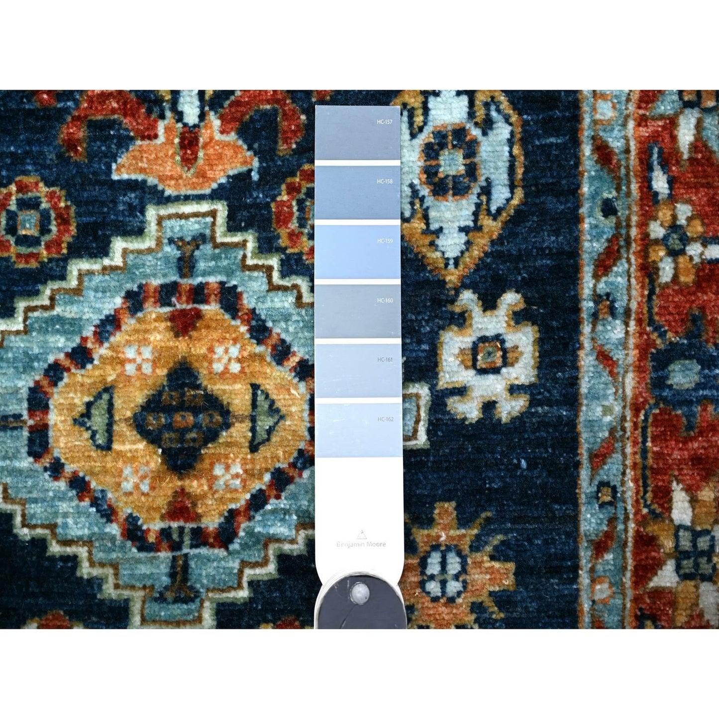 2'6"X6'1" Blue Karajeh Design Pure Wool Fine Aryana Runner Oriental Rug