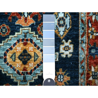 2'6"X6'1" Blue Karajeh Design Pure Wool Fine Aryana Runner Oriental Rug