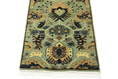 Geometric Tribal Oriental Runner Rug Light Gray