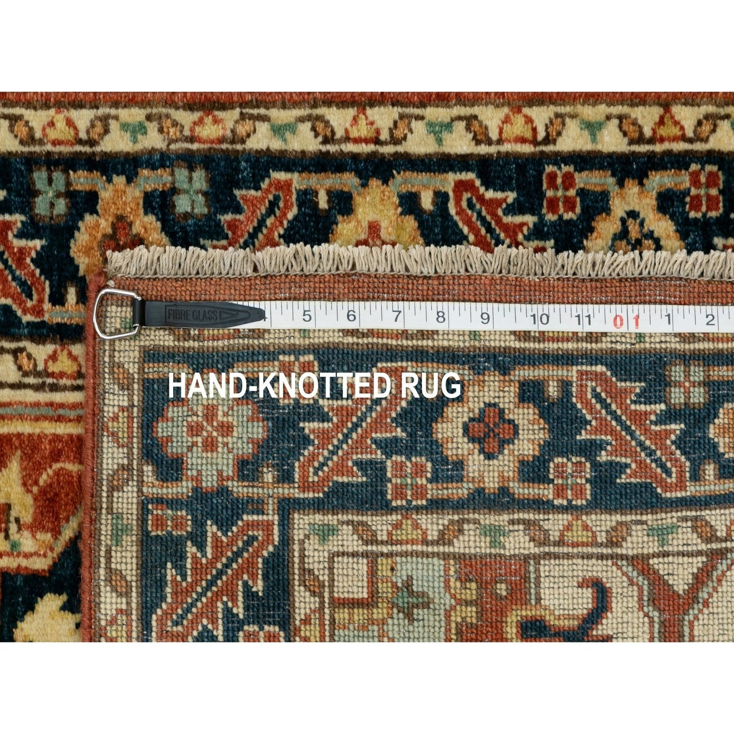 2'6"X12'2" Organic Wool Red Antiqued Heris Re-Creation Hand Knotted Rug