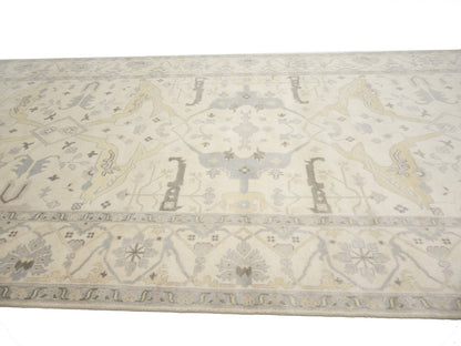 Hand-Knotted Wool Floral Oushak Oriental Rug Rare
