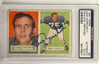 Gino Marchetti Autographed 1957 Topps Card #5 (Psa)