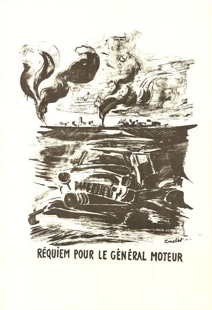 Artist Unknown Requiem For General Moteurr " Lithograph Contemp