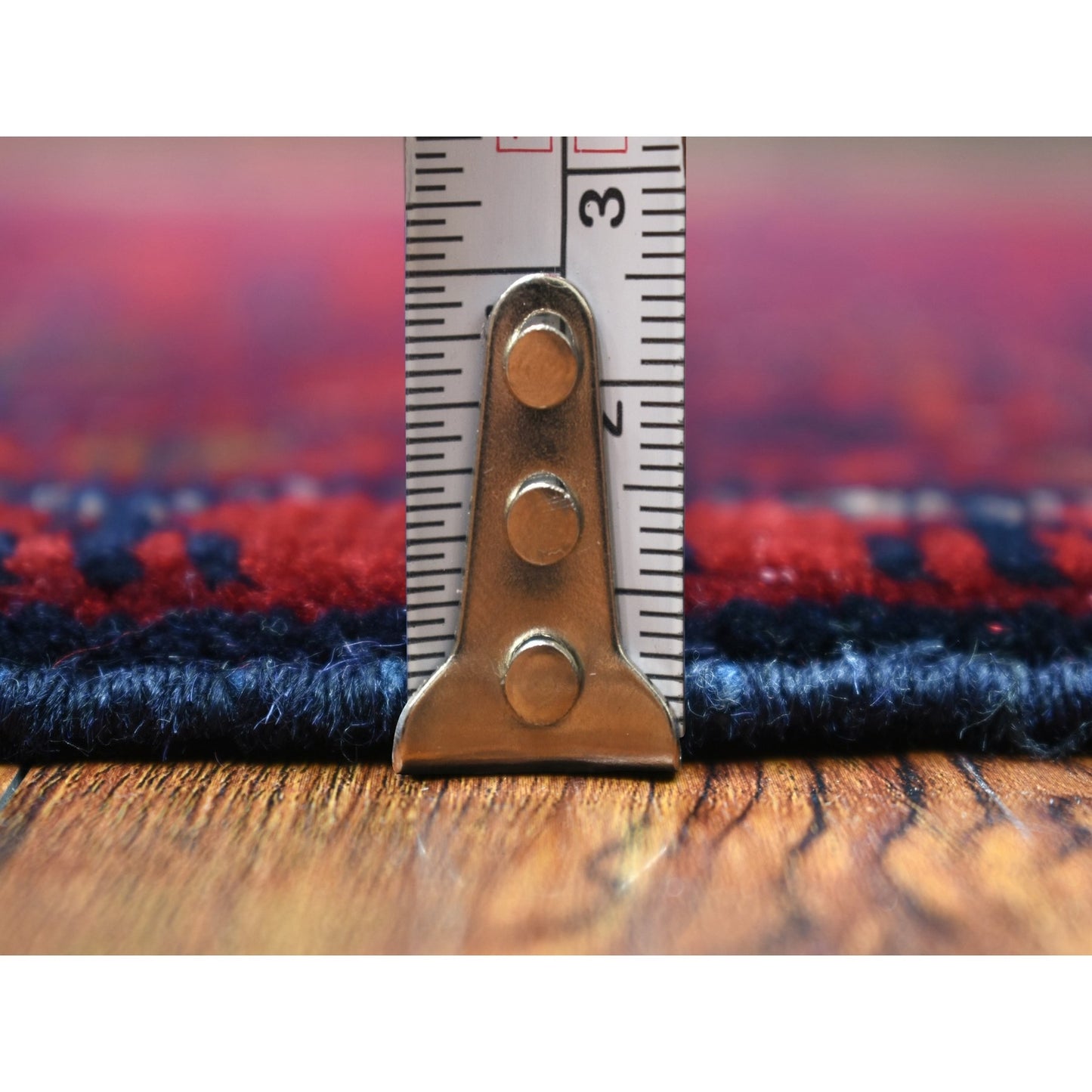 3'2"X4'8" Deep Red Velvety Wool Hand Knotted Afghan Khamyab Rug