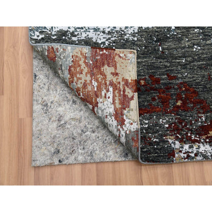 8'5"X8'5" Beige Hand Knotted Abstract Design Soft Wool Square Rug