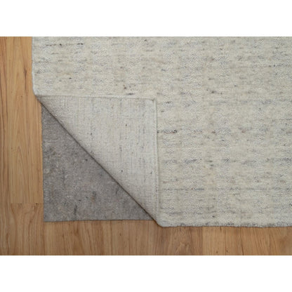 2'8"X8' Ivory Natural Wool Vertical Stripes Design Hand Loomed Runner Rug