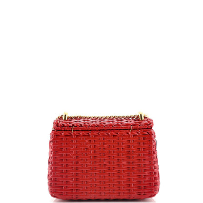 Gucci Cestino Flap Shoulder Bag Wicker Mini
