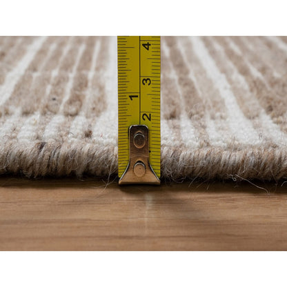 8'1"X10' Sand Brown Loomed Knotted Modern Plain Decor Box Design Wool Rug