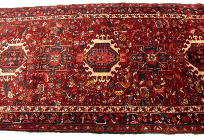 Karajeh Runner Rug Red Kitchen Carpet Vintage Oriental Design Geometric 4x11 ft