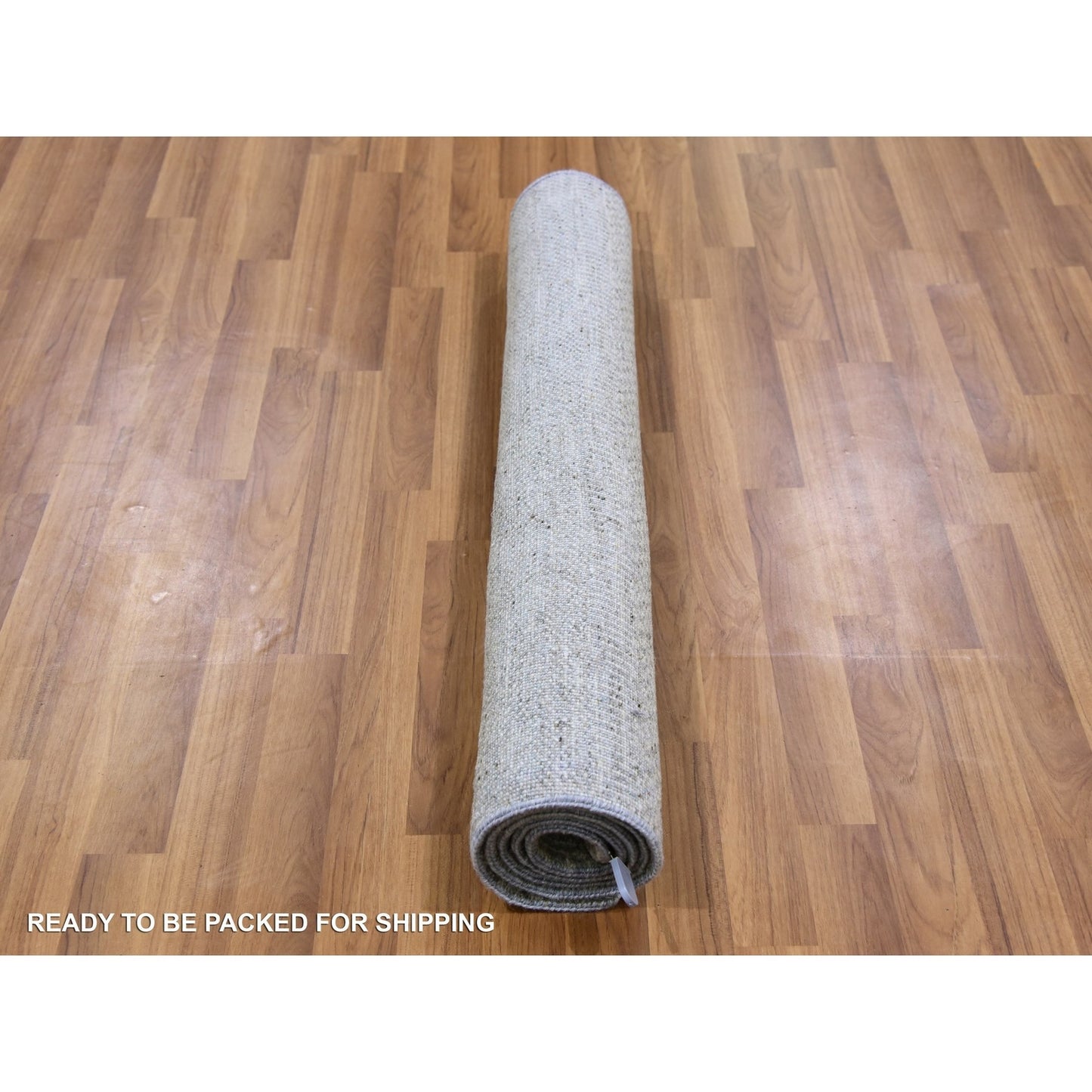 3'X5'3" Perfect Gray Undyed Wool Modern Grass Design Hand Knotted Rug