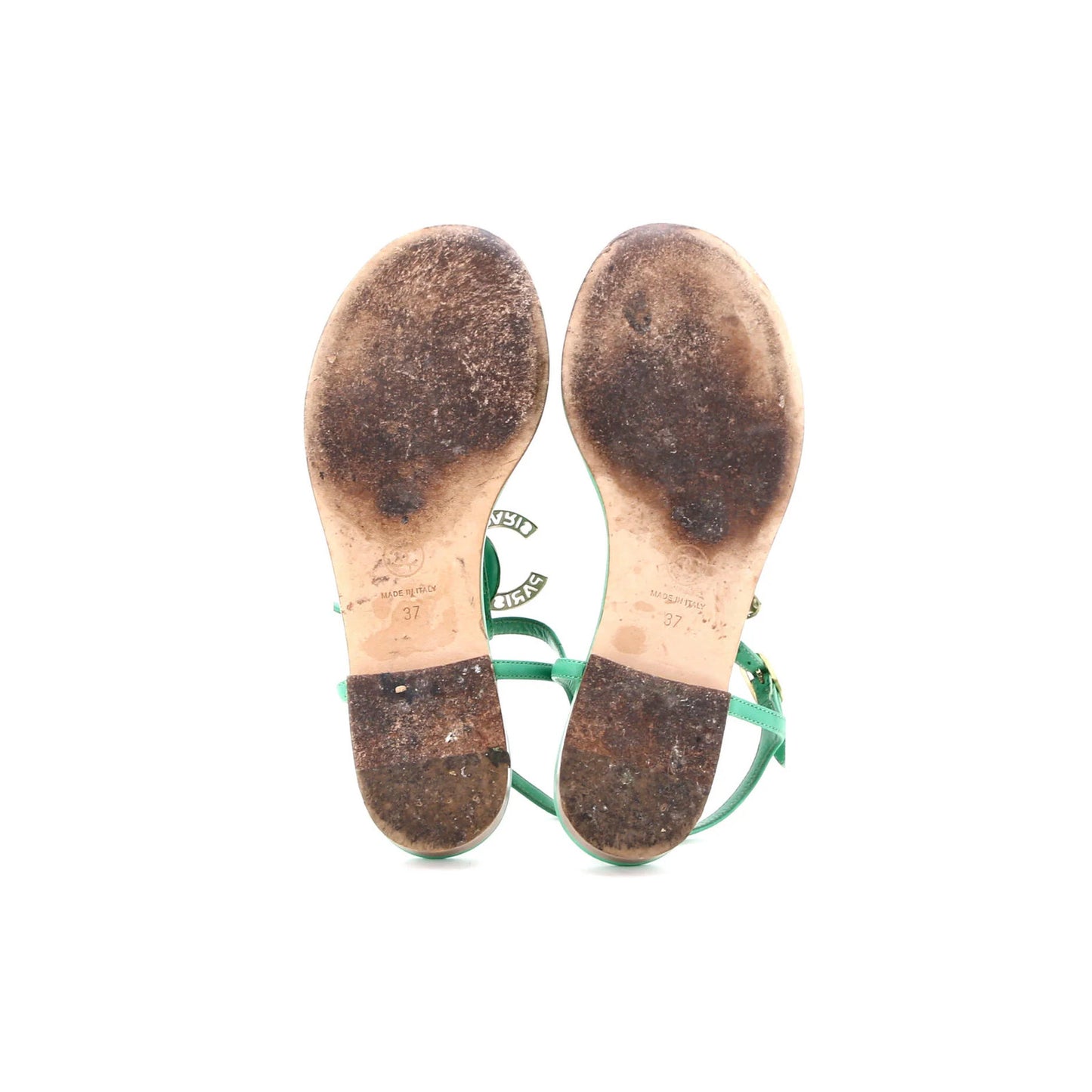 Chanel Women'S Cc T-Strap Sandals Leather